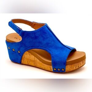 Corky’s Carley Wedge Sandals in Electric Blue Size 8